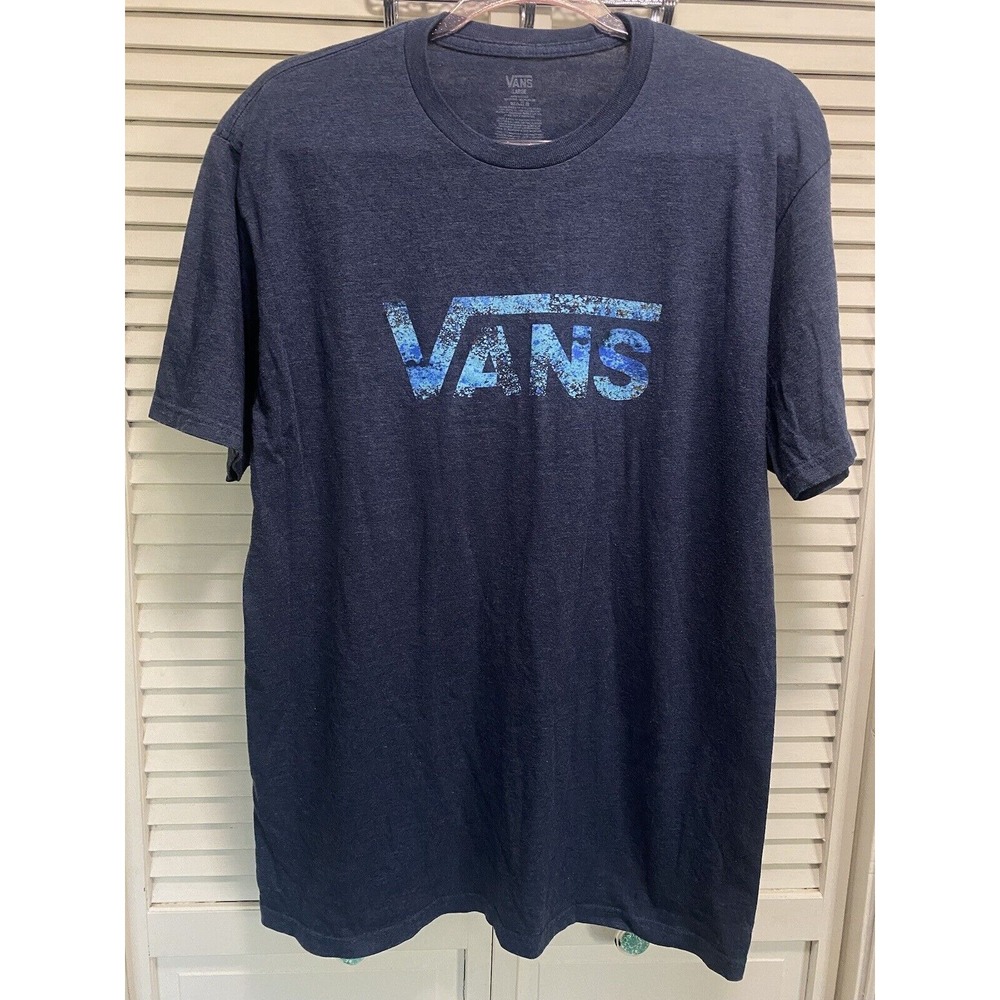 Vans T-Shirt Mens Size Large Blue‎ Logo Short Sleeve Classic Fit